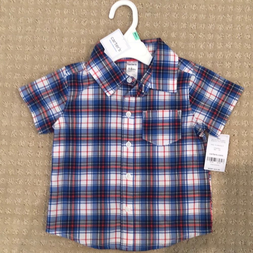 Plaid, short-sleeved brand new Carter’s shirt